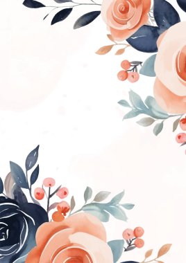 Şeftali ve mavi modern trend vektör tasarımı çerçevesi