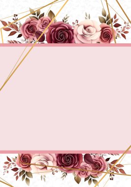 Kırmızı beyaz ve pembe modern moda vektör tasarım çerçevesi. Arkaplan sonbahar boho şablonu