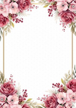 Kırmızı beyaz ve pembe, çiçekli suluboya arkaplan.