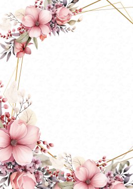 Pembe ve beyaz, çiçekli suluboya arkaplan.