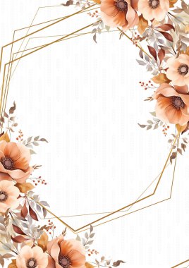 Kahverengi beyaz ve bej renkte, arka planda çiçekli suluboya resim.