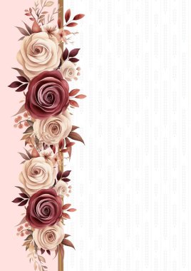 Kırmızı beyaz ve bej renkli, çiçekli suluboya arkaplan.