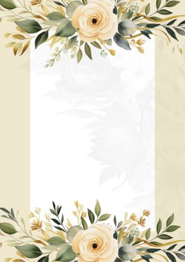 Sarı ve beyaz modern moda vektör tasarımı çerçevesi. Arkaplan sonbahar boho şablonu