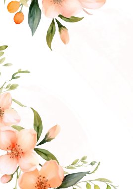 Şeftali çelengi arka plan davetiye şablonu çiçek ve flora ile