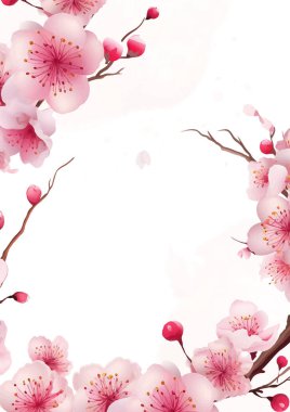 Çiçek ve bitki örtüsü ile yeşillik desenli pembe vektör çerçevesi