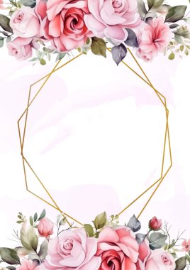 Pembe ve beyaz davetiye arkaplan çiçekli suluboya resim