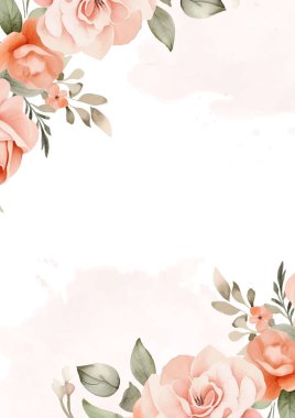 Şeftali ve beyaz vektör gerçekçi altın renkli çiçek ve flora davetiyesi