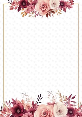 Pembe beyaz ve kırmızı modern moda vektör tasarım çerçevesi. Arkaplan sonbahar boho şablonu