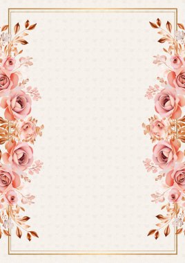 Pembe ve bej renkli modern arkaplan çiçekli suluboya davetiyesi