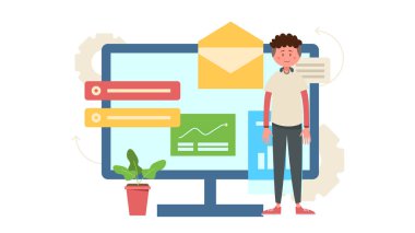 Bir işadamı işi hakkında e-posta gönderiyor.