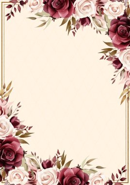 Kırmızı ve bej renkli modern moda vektör tasarım çerçevesi. Arkaplan sonbahar boho şablonu