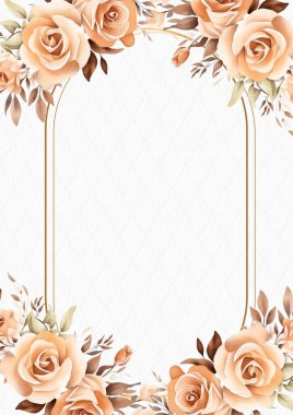 Şeftali ve beyaz modern arka plan davetiye şablonu çiçek ve çiçekli