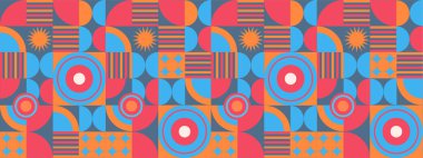 Kırmızı mavi ve turuncu vektör modern pankartlar soyut şekilli geometrik mozaik