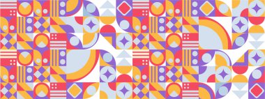 Mozaik geometrik tasarımlı renkli soyut pankartlar