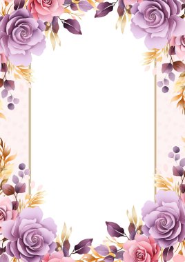 Pembe beyaz ve mor menekşe modern arkaplan suluboya çiçek ve çiçek daveti