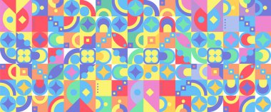 Renkli renkli vektör modern pankartlar soyut şekilli geometrik mozaik