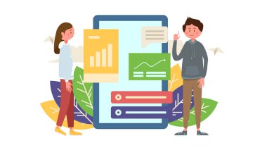 İki kişi ofiste iş konuşuyorlar.