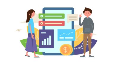 İki kişi ofiste iş konuşuyorlar.