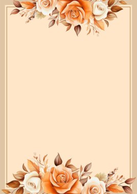 Turuncu ve bej renkli modern moda vektör tasarım çerçevesi. Arkaplan sonbahar boho şablonu