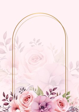 Pembe ve mor menekşe, çiçek ve çiçekli modern arka plan davetiye şablonu