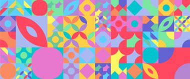 Mozaik geometrik tasarımlı renkli soyut pankartlar