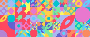 Basit şekilli renkli soyut geometrik mozaik pankart tasarımı