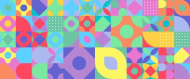 Mozaik geometrik tasarımlı renkli soyut pankartlar