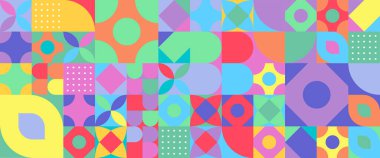 Basit şekilli renkli soyut geometrik mozaik pankart tasarımı