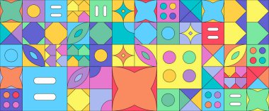 Basit şekilli renkli soyut geometrik mozaik pankart tasarımı