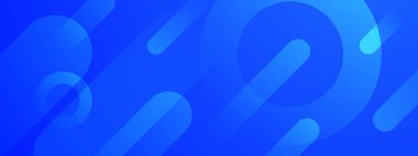 Mavi soyut arkaplan ve parlak geometrik çizgiler. Modern parlak mavi köşegen yuvarlak çizgiler. Gelecekçi teknoloji konsepti. Poster, afiş, broşür, şirket, web sitesi