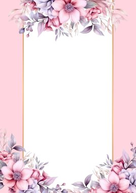 Çiçek ve çiçekli pembe ve beyaz modern arkaplan davet şablonu