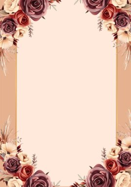 Kırmızı kahverengi ve bej renkli modern trend vektör tasarımı çerçevesi