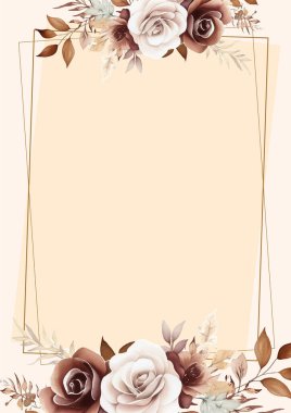 Beyaz bej ve kahverengi modern trend vektör tasarımı çerçevesi