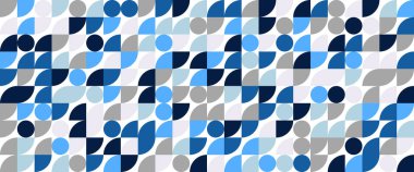 Renkli modern minimalist yüzyılın ortalarında neo geometrik mozaik bauhaus tarzı memphis kusursuz desensiz soyut vektör çizimi