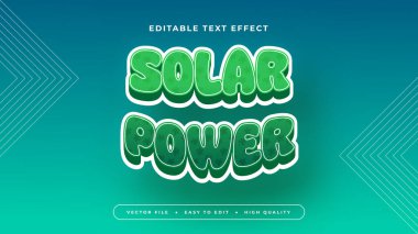 Mavi beyaz ve yeşil güneş enerjisi 3d düzenlenebilir metin efekti - yazı tipi