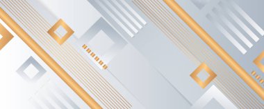 Beyaz ve altın vektör soyut geometrik şekil modern arkaplan minimalist modern grafik tasarım element kesme biçimi konsepti afiş, el ilanı, kart veya broşür kapağı için