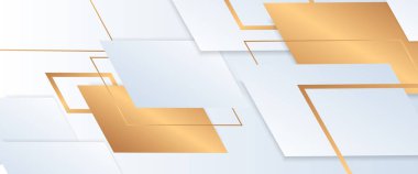 Beyaz ve altın vektör soyut geometrik şekiller arka plan minimalist modern grafik tasarım element kesme biçimi konsepti afiş, el ilanı, kart veya broşür kapağı için