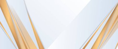 Basit geometrik şekillere sahip beyaz ve altın vektör soyut arkaplan Minimalist modern grafik tasarım element kesme biçimi konsepti afiş, el ilanı, kart veya broşür kapağı için