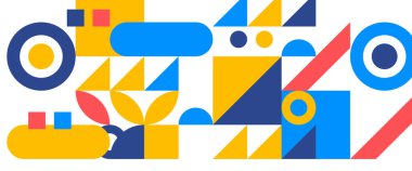 Vektör dairesi renkli renkli geometrik mozaik pankartlar Duvar kağıdı, iş, şirket, kurum, parti, festival, seminer ve görüşmeler için uygun