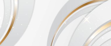 Beyaz ve altın rengi minimetrik geometrik şekil soyut arkaplan minimal modern grafik tasarım element kesme biçimi konsepti afiş, el ilanı, kart veya broşür kapağı için