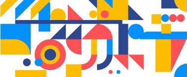 Yaratıcı soyut şekillere sahip renkli geometrik kusursuz desenli çizimler. Duvar kağıdı, iş, şirket, kurum, parti, festival, seminer ve konuşmalar için uygun