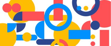 Renkli modern vektör soyut geometrik arka plan daireler, dikdörtgenler ve kareler basit şekiller duvar kağıdı, iş yeri, kurumsal, kurum, parti için grafik desen