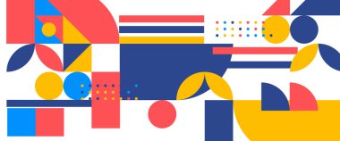 Vektör dairesi renkli renkli geometrik mozaik pankartlar Duvar kağıdı, iş, şirket, kurum, parti, festival, seminer ve görüşmeler için uygun