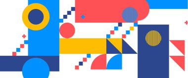 Renkli renkli vektör düz mozaik pankartlar Duvar kağıdı, iş yeri, şirket, kurum, parti, festival, seminer ve konuşmalar için uygun