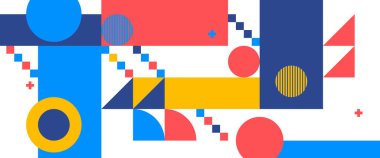 Yaratıcı soyut şekillere sahip renkli geometrik kusursuz desenli çizimler. Duvar kağıdı, iş, şirket, kurum, parti, festival, seminer ve konuşmalar için uygun