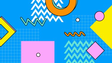 1970 'lerin hippi tarzında renkli renkli vektör düz nostaljik geçmişe dönük modaya uygun arka plan tasarımı. Vektör illüstrasyonu