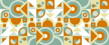 Soyut şekillere sahip renkli renkli vektör modern pankartlar, iş, teknoloji, bilim veya baskı tasarımı için geometrik mozaik yaratıcı kavram