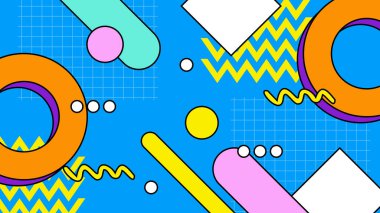 90 'ların nostaljik nostaljik nostaljik arka planının renkli renkli vektörü 1970' lerin hippi tarzında modaya uygun arka plan tasarımı. Vektör illüstrasyonu