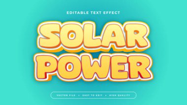 Yeşil ve sarı güneş enerjisi 3d düzenlenebilir metin efekti - yazı tipi