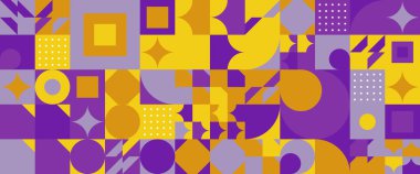 Sarı kahverengi ve mor menekşe vektör modern pankartlar geometrik mozaik mozaik mozaik tasarım elementi mozaik tasarım konsepti pankart, el ilanı, kart veya broşür kapağı